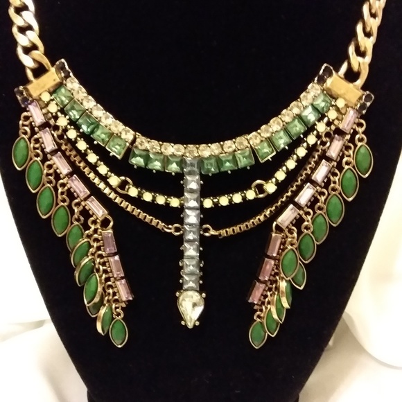 Jewelry - GOLD CLEOPATRA NECKLACE MULTI COLORED STONES